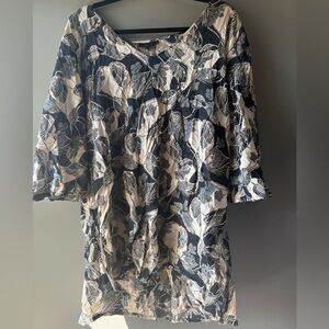 Jendi size XL, 100% cotton top tunic long fitted flowy light weight sequined